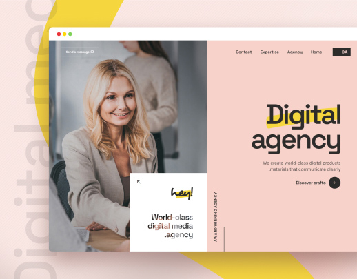 Vista previa del diseño Agencia digital · escritura de derecha a izquierda